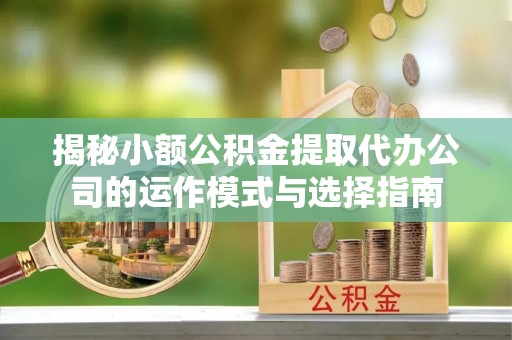 裕安揭秘小额公积金提取代办公司的运作模式与选择指南