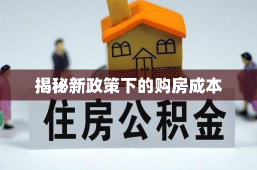 裕安揭秘新政策下的购房成本